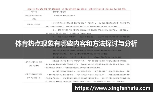 体育热点现象有哪些内容和方法探讨与分析